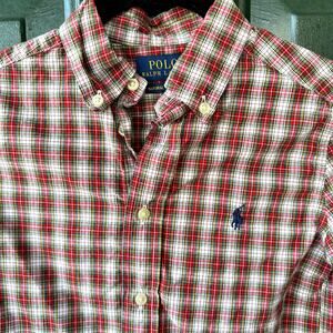 Polo Ralph Lauren Boys Sz 5 Long Sleeve Tartan Plaid Button Front Christmas